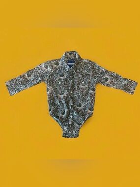 Resistol Baby Boys Western Snap Bodysuit 6M Green Paisley Las Vegas Cowboy Shirt